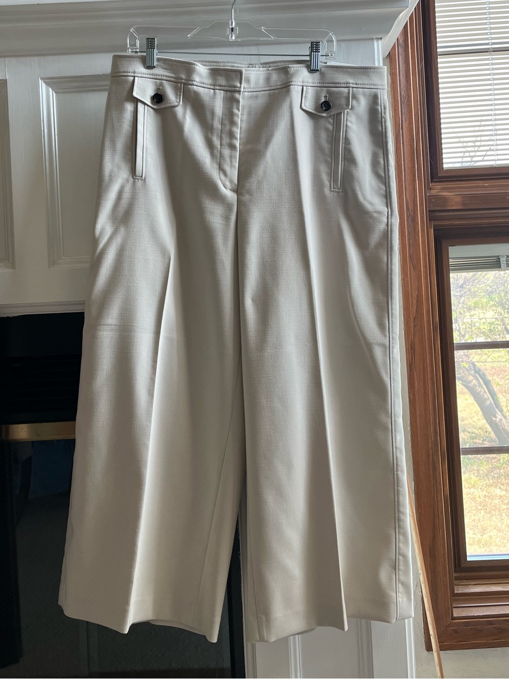Ann Taylor Wide-Leg High Waist Ankle Length Trousers in Stone NWT